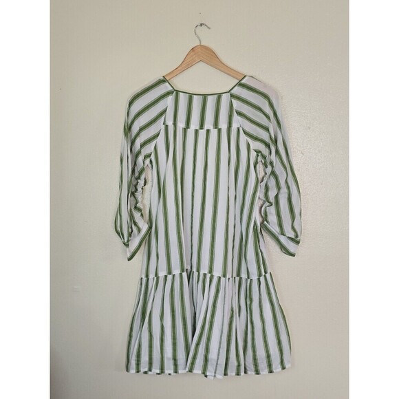 Happy X Nature Green White Striped Tiered Short Dress Womens Size XS - Picture 5 of 11